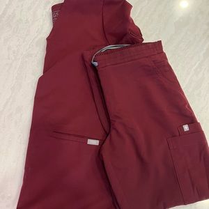 FIGS burgundy scrub set. Like new